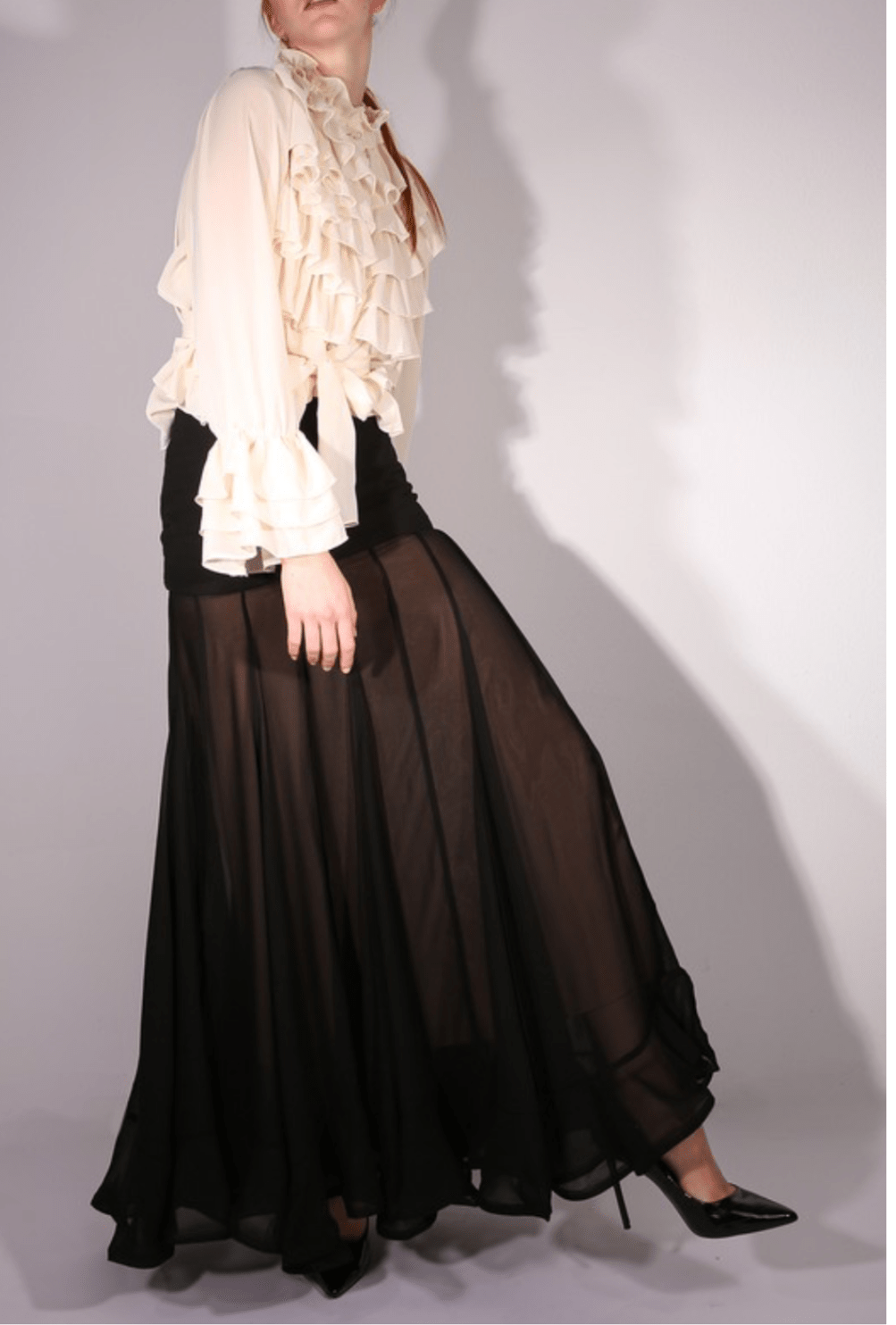 Boho Chic Ruffled Black Chiffon Blouse - Bella Boutique & Bellasbylola.com