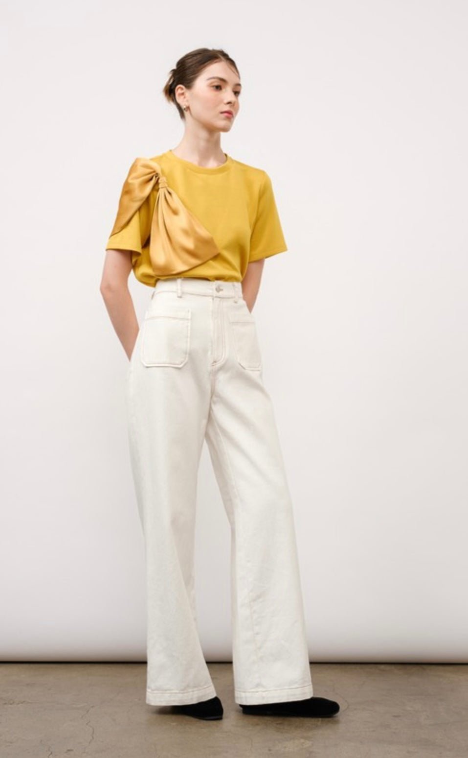 Black Bow Detail Short Sleeve Blouse - Bella Boutique & Bellasbylola.com