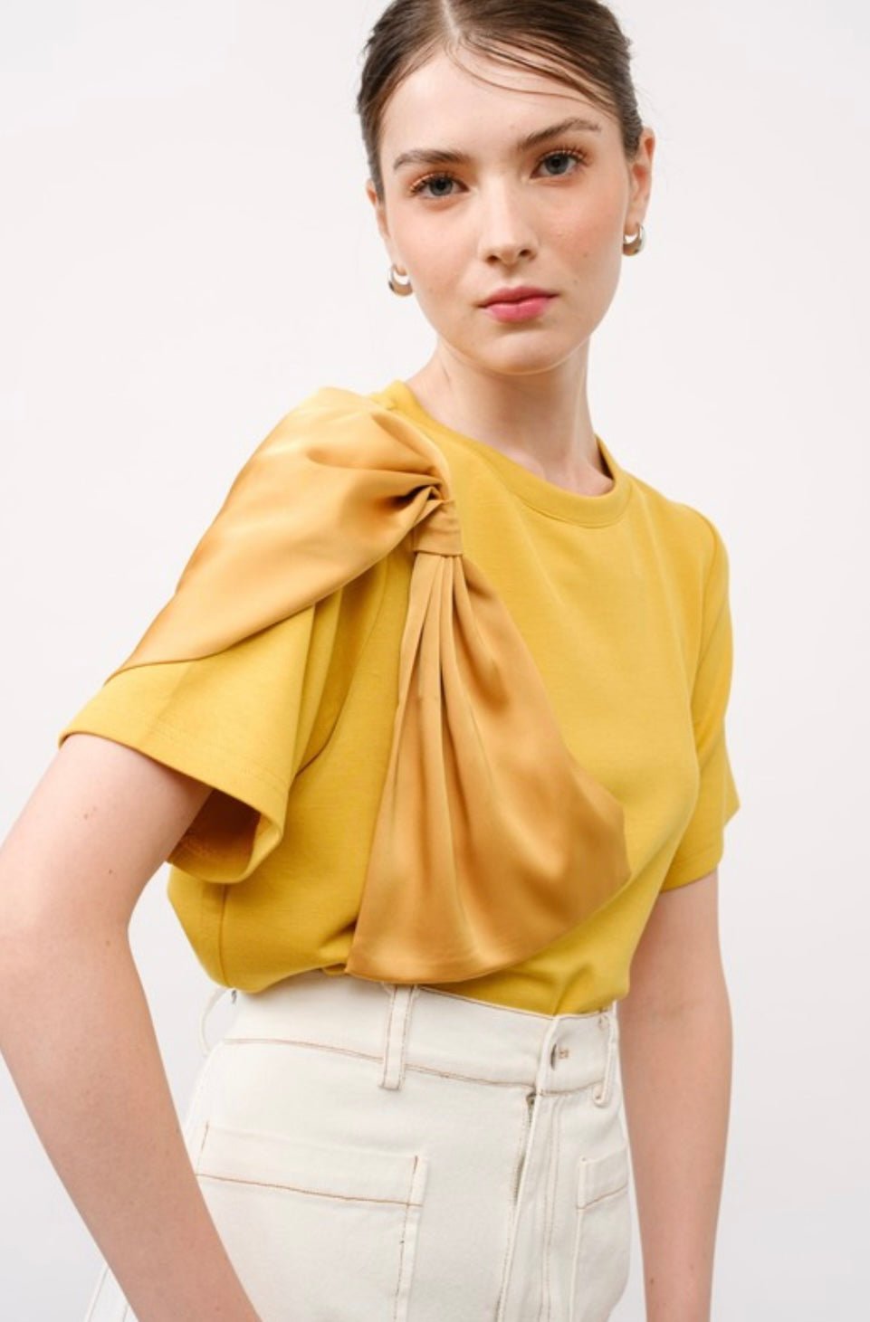 Black Bow Detail Short Sleeve Blouse - Bella Boutique & Bellasbylola.com