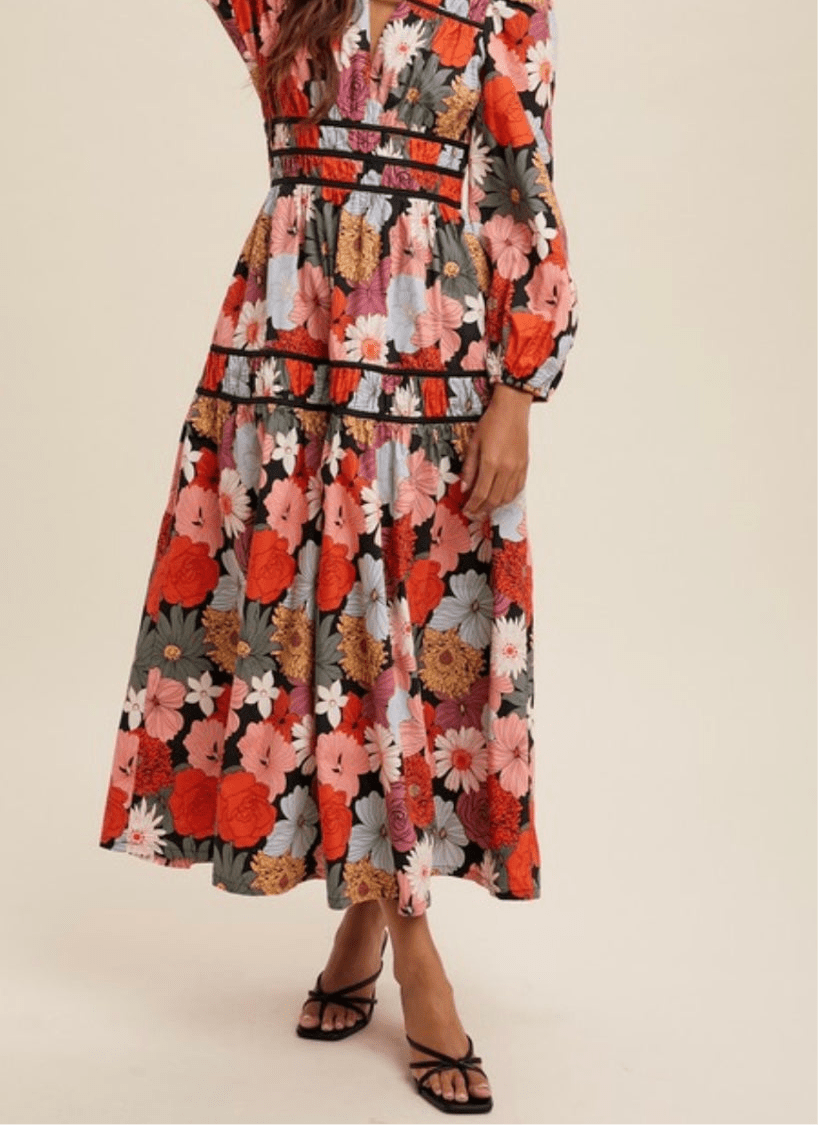 Stunning Black Flowers Maxi Dress π€π - Bella Boutique & Bellasbylola.com