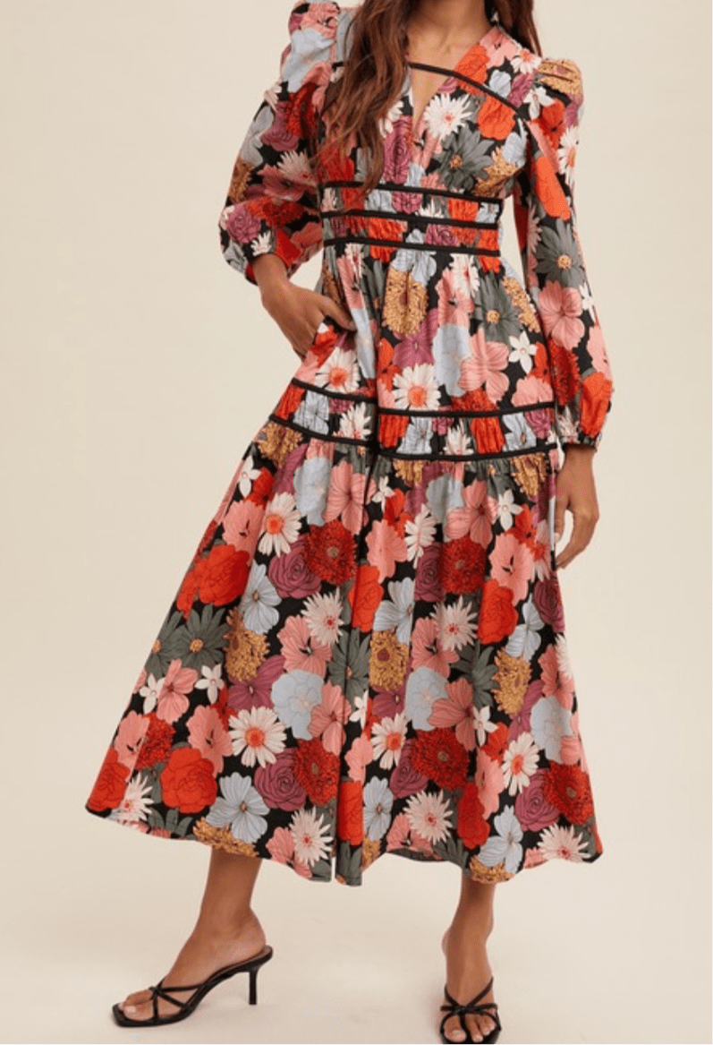 Stunning Black Flowers Maxi Dress π€π - Bella Boutique & Bellasbylola.com