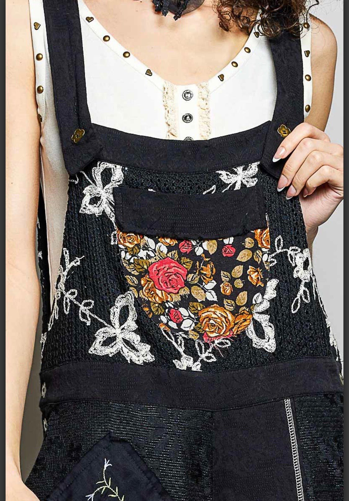 Black Lace Wide Leg Overall with crochet - Bella & Bellasbylola.com