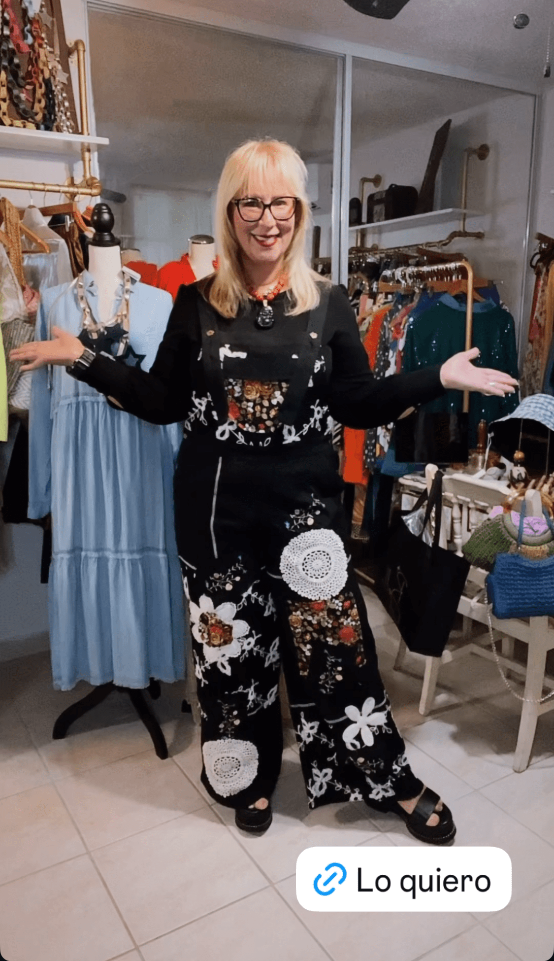 Black Lace Wide Leg Overall with crochet - Bella & Bellasbylola.com