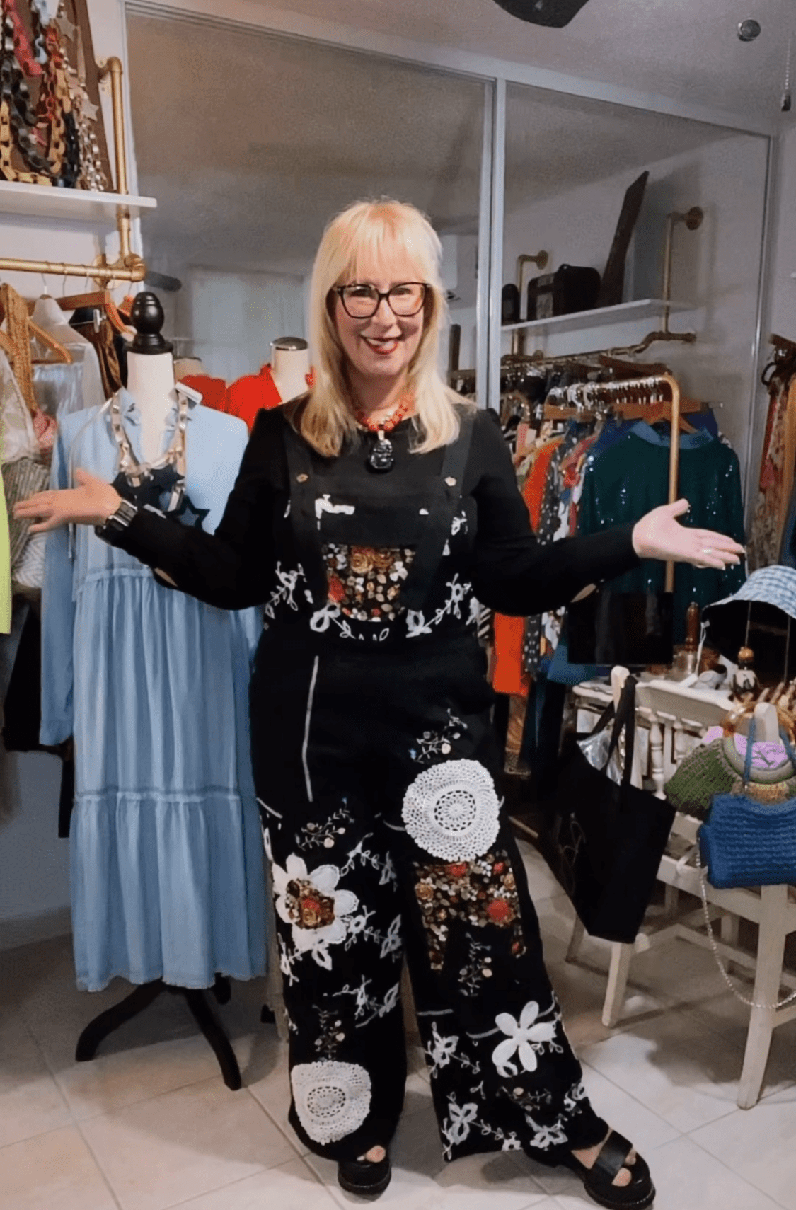 Black Lace Wide Leg Overall with crochet - Bella & Bellasbylola.com