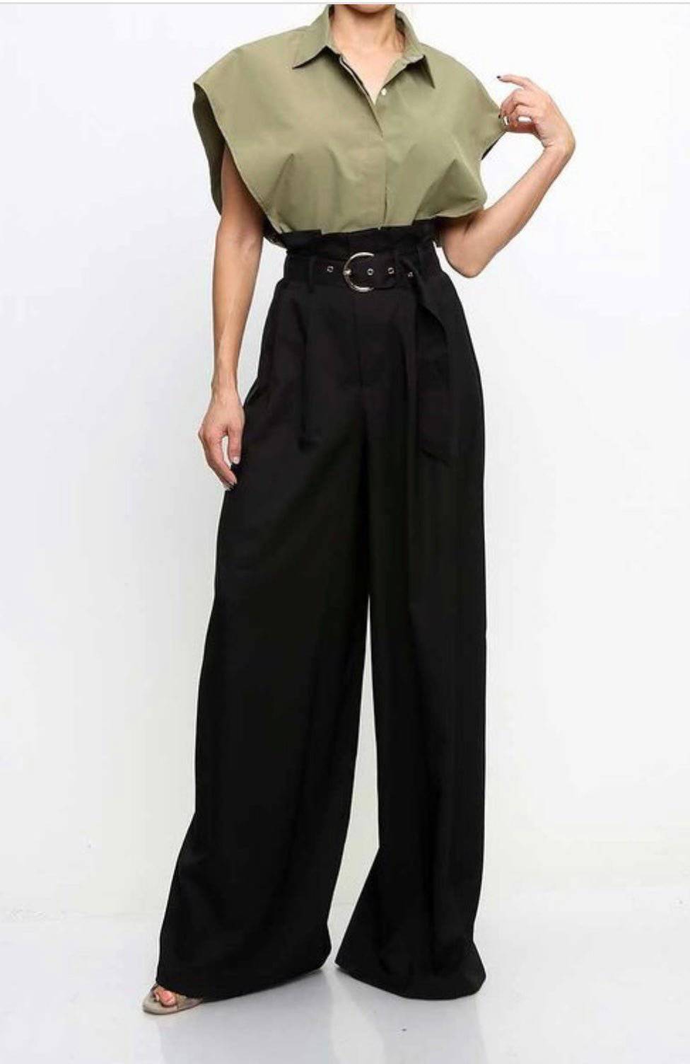 Black Paperbag Palazzo Pants - Maxi Style - Bella Boutique & Bellasbylola.com
