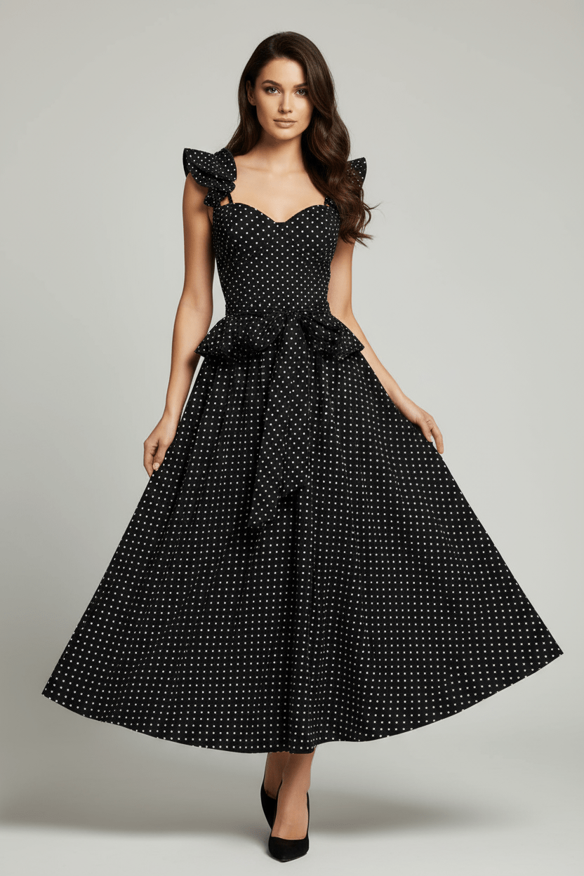 Black Polka Dots Corset Dress - Premium Clothing 🌟 - Bella Boutique & Bellasbylola.com