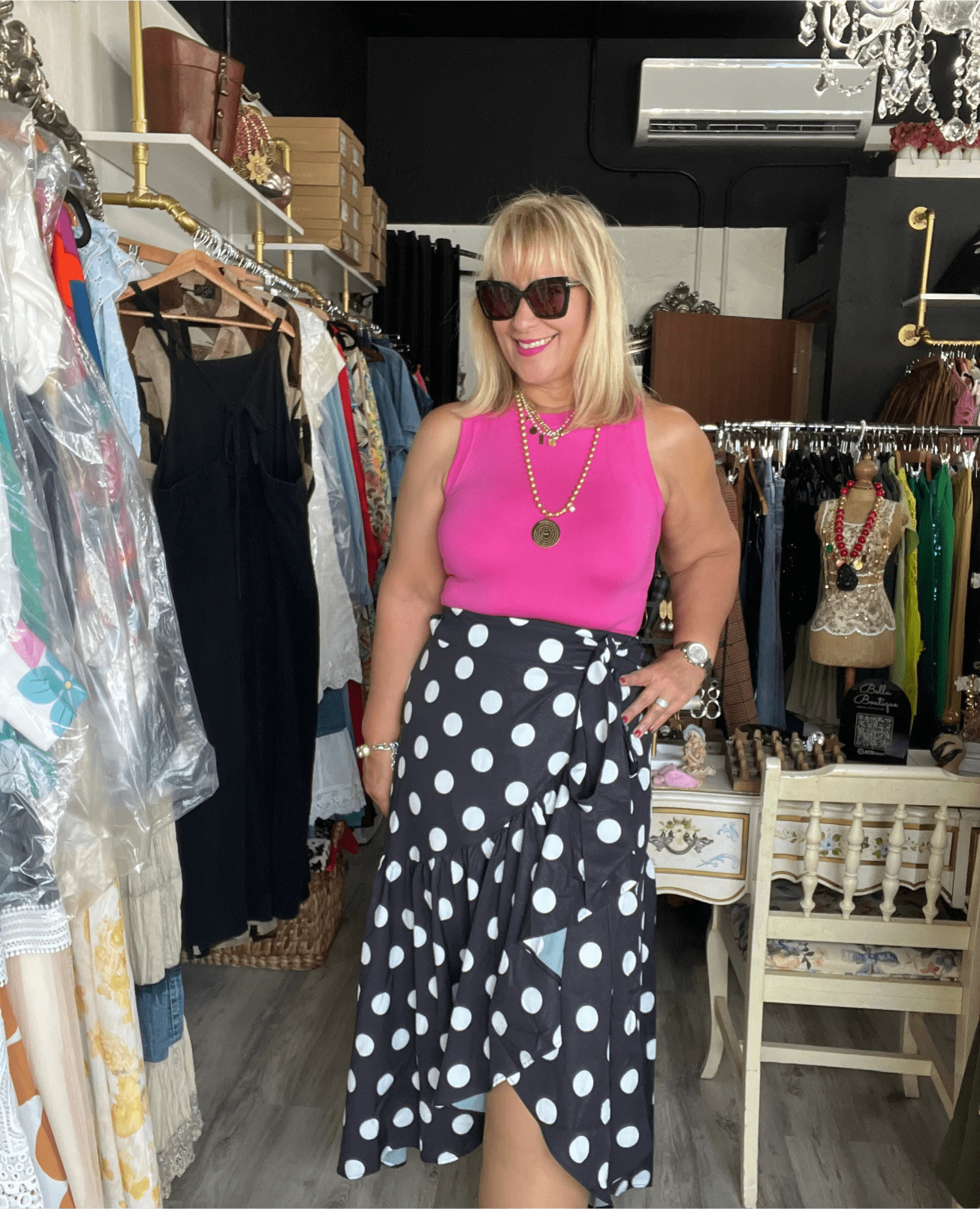 Black Polka Dots Wrap Around Skirt - Bella Boutique & Bellasbylola.com