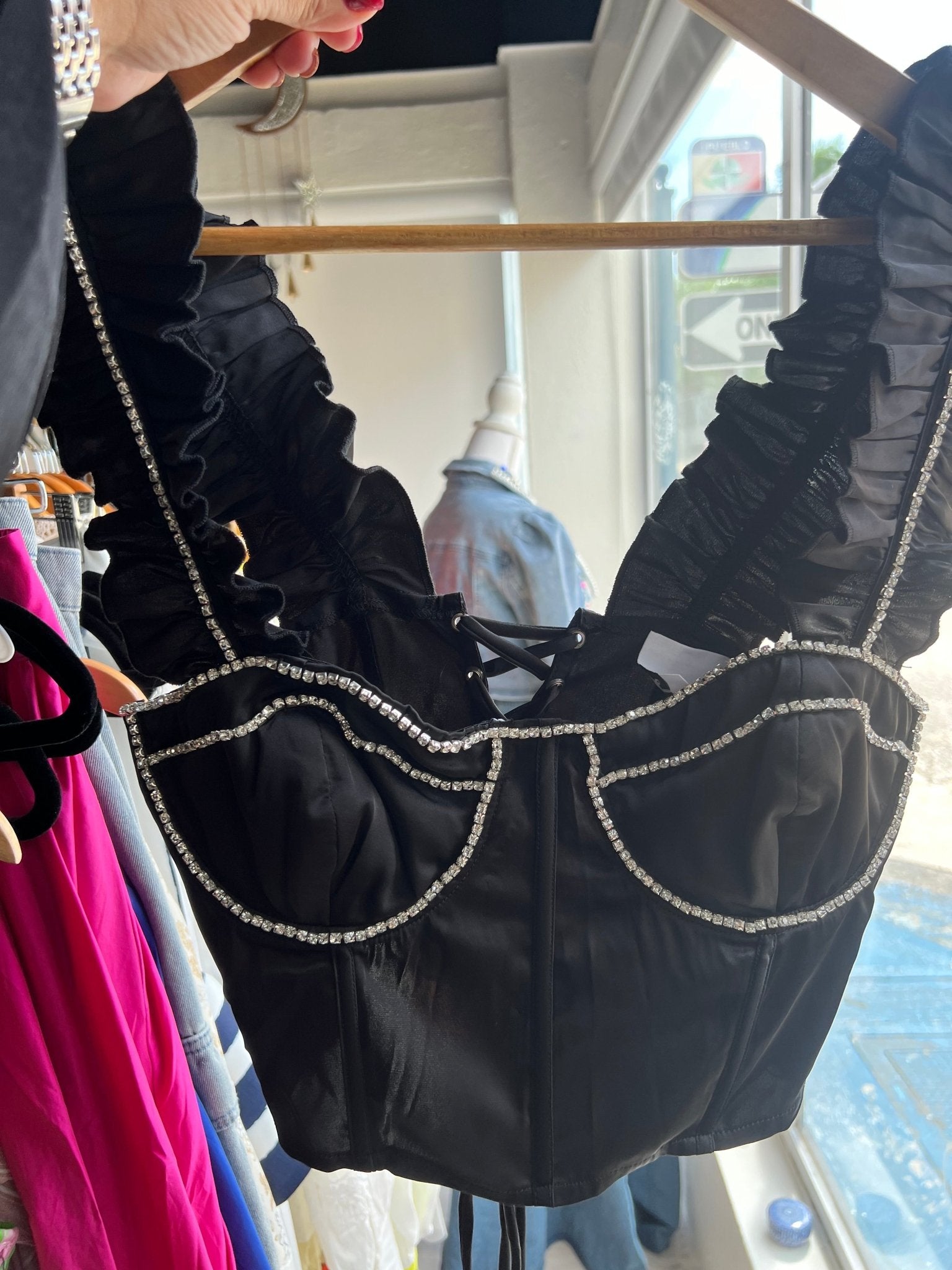Black Rhinestone Bustier - Bella Boutique & Bellasbylola.com