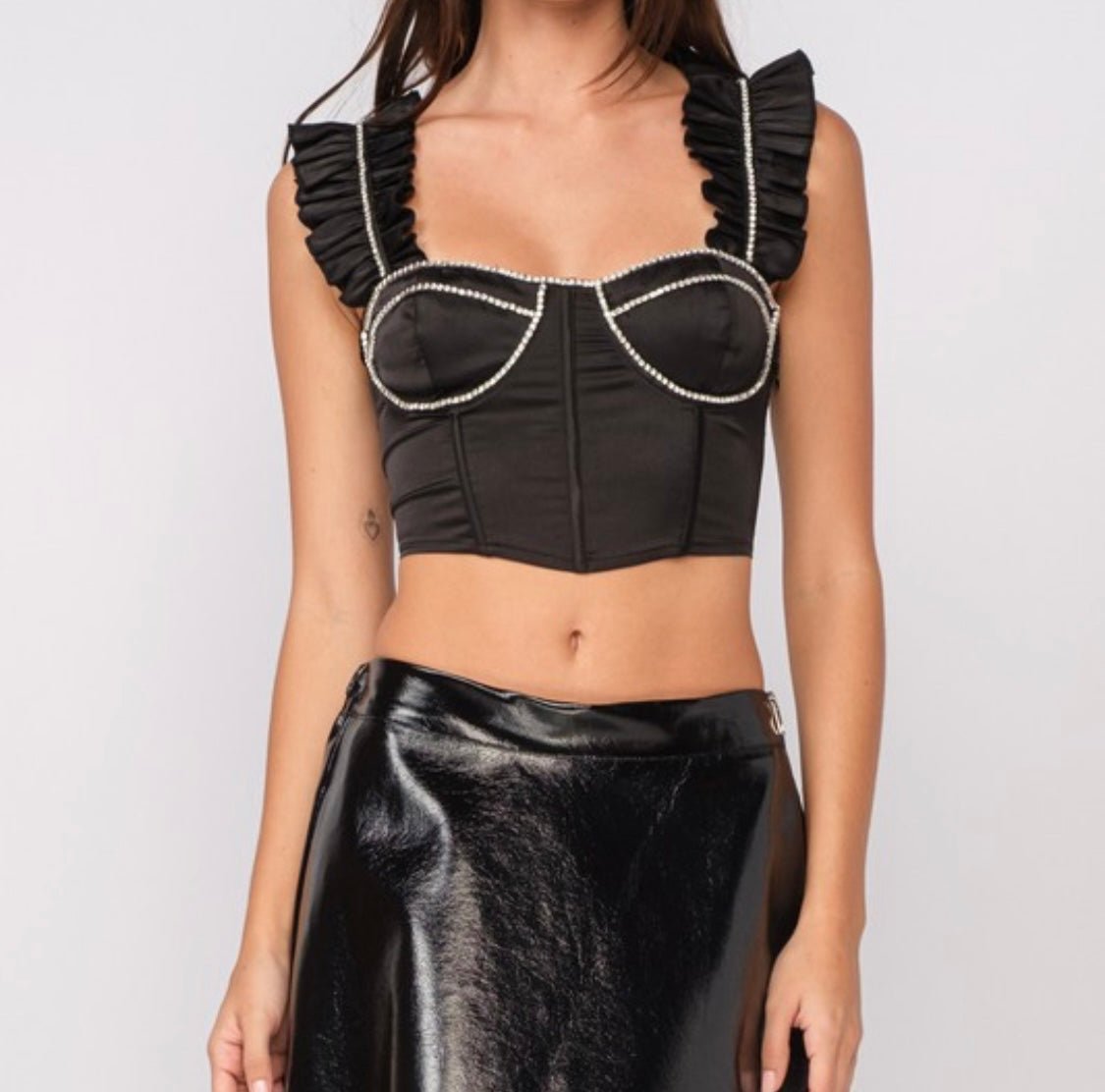 Black Rhinestone Bustier - Bella Boutique & Bellasbylola.com