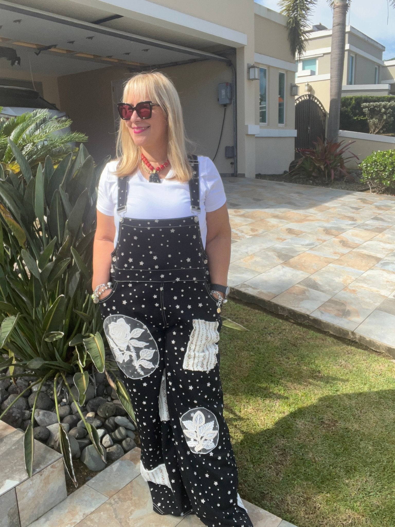 Black Stars Lace Appliqué Jumpsuit - Bella Boutique & Bellasbylola.com