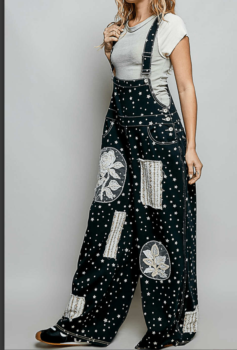 Black Stars Lace AppliquΓ© Jumpsuit - Bella Boutique & Bellasbylola.com