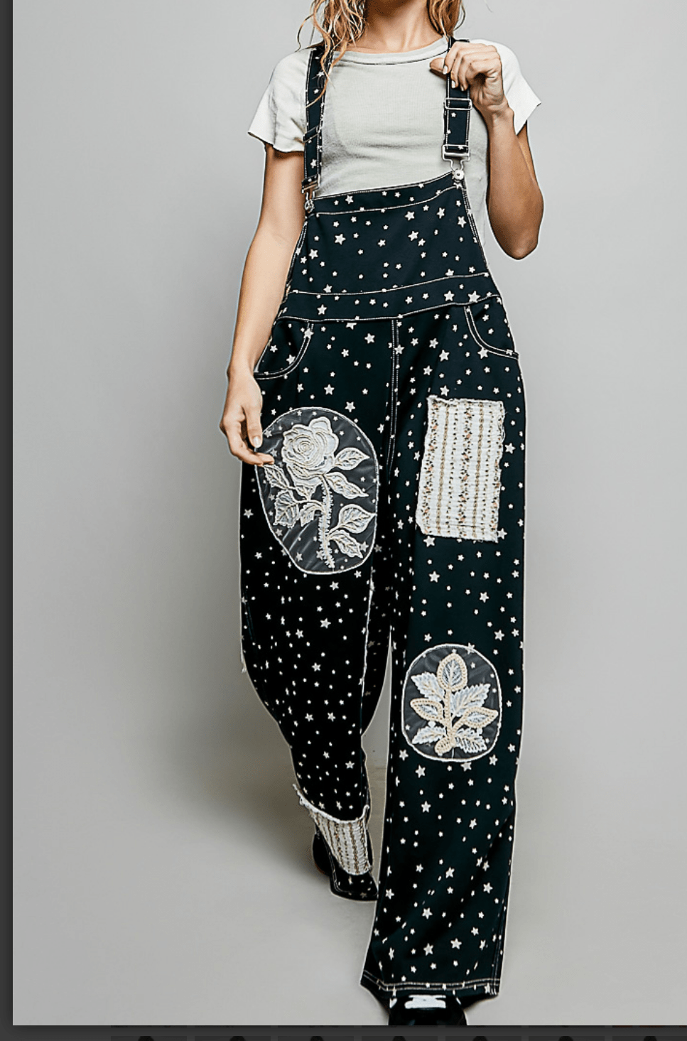 Black Stars Lace Appliqué Jumpsuit - Bella Boutique & Bellasbylola.com