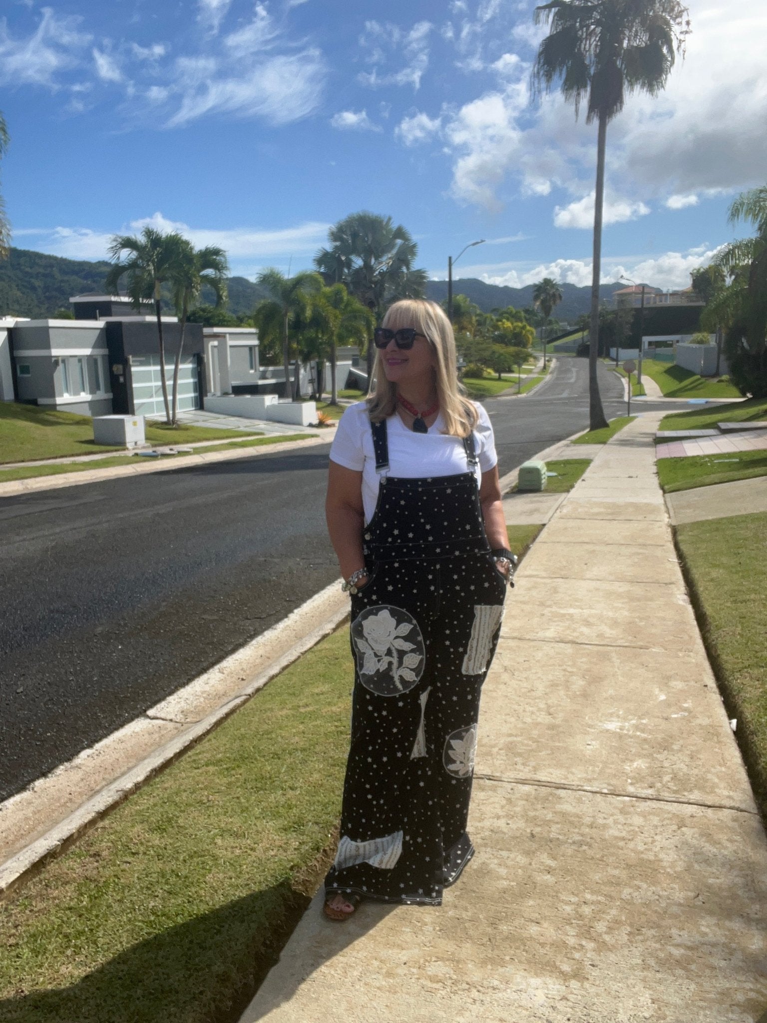 Black Stars Lace Appliqué Jumpsuit - Bella Boutique & Bellasbylola.com