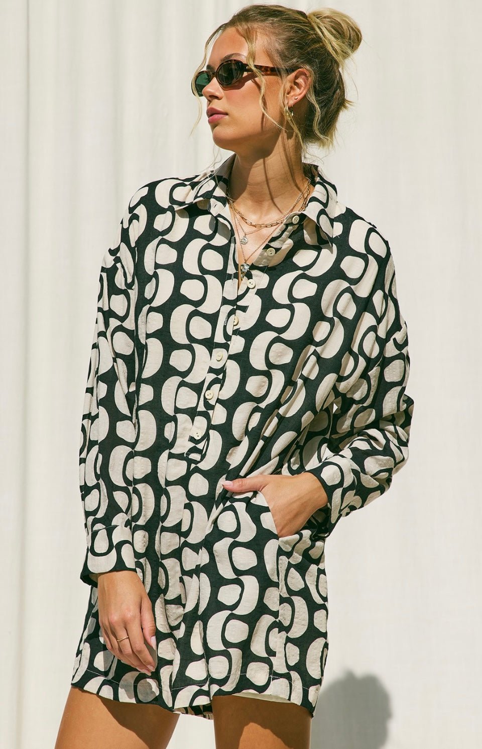 Monochrome Button Print Romper - Bella Boutique & Bellasbylola.com