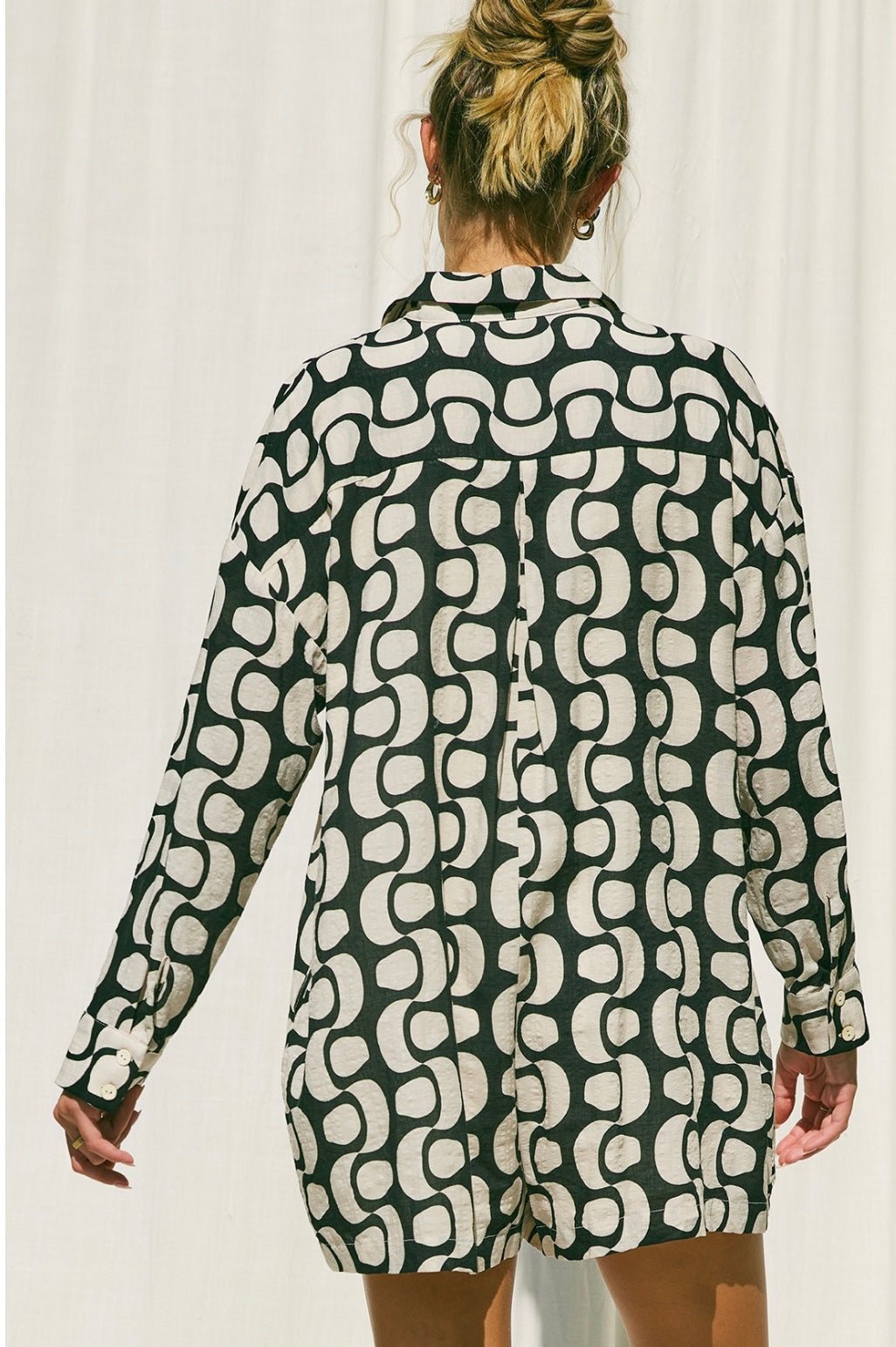 Monochrome Button Print Romper - Bella Boutique & Bellasbylola.com