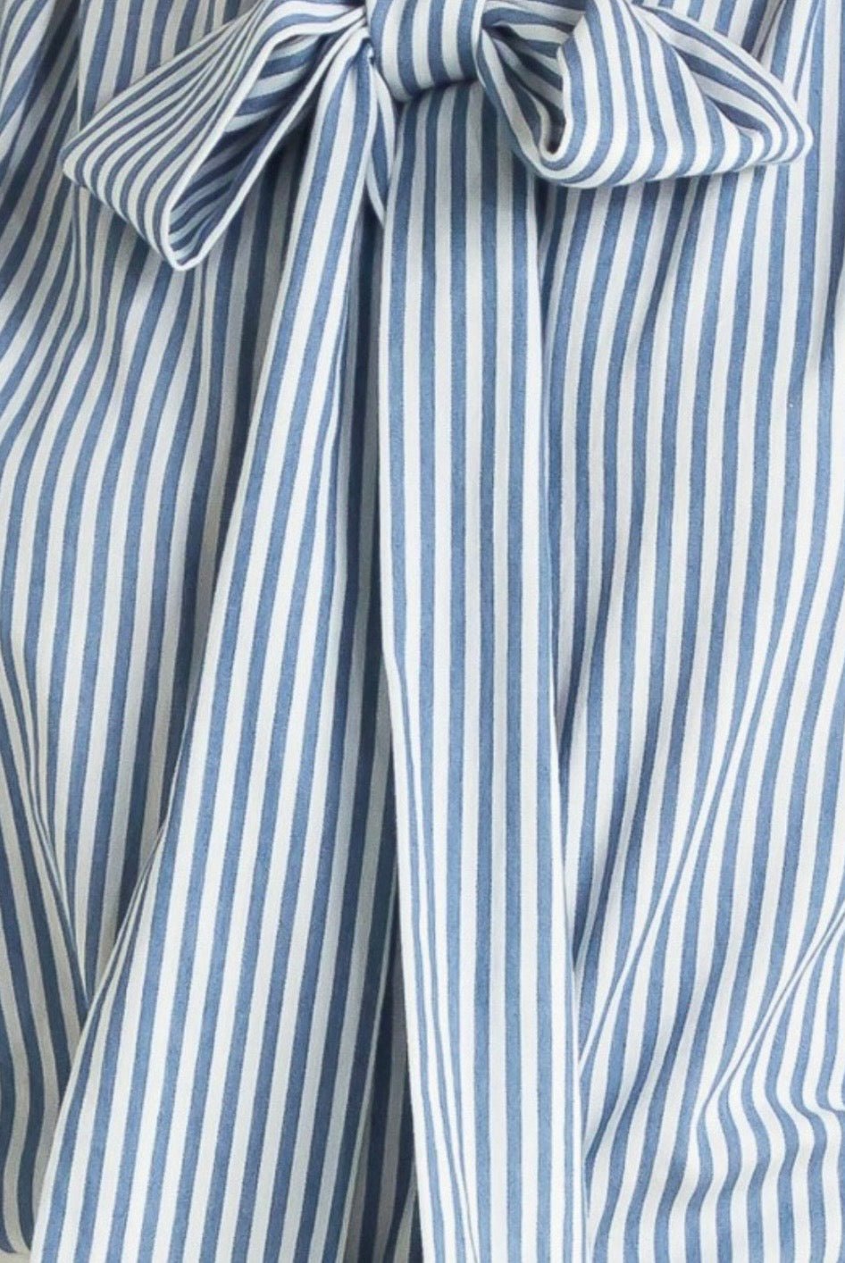 Blue Stripe Bow Tie Blouse – Elegant Feminine Statement Top - Pre - Orden - Bella & Bellasbylola.com