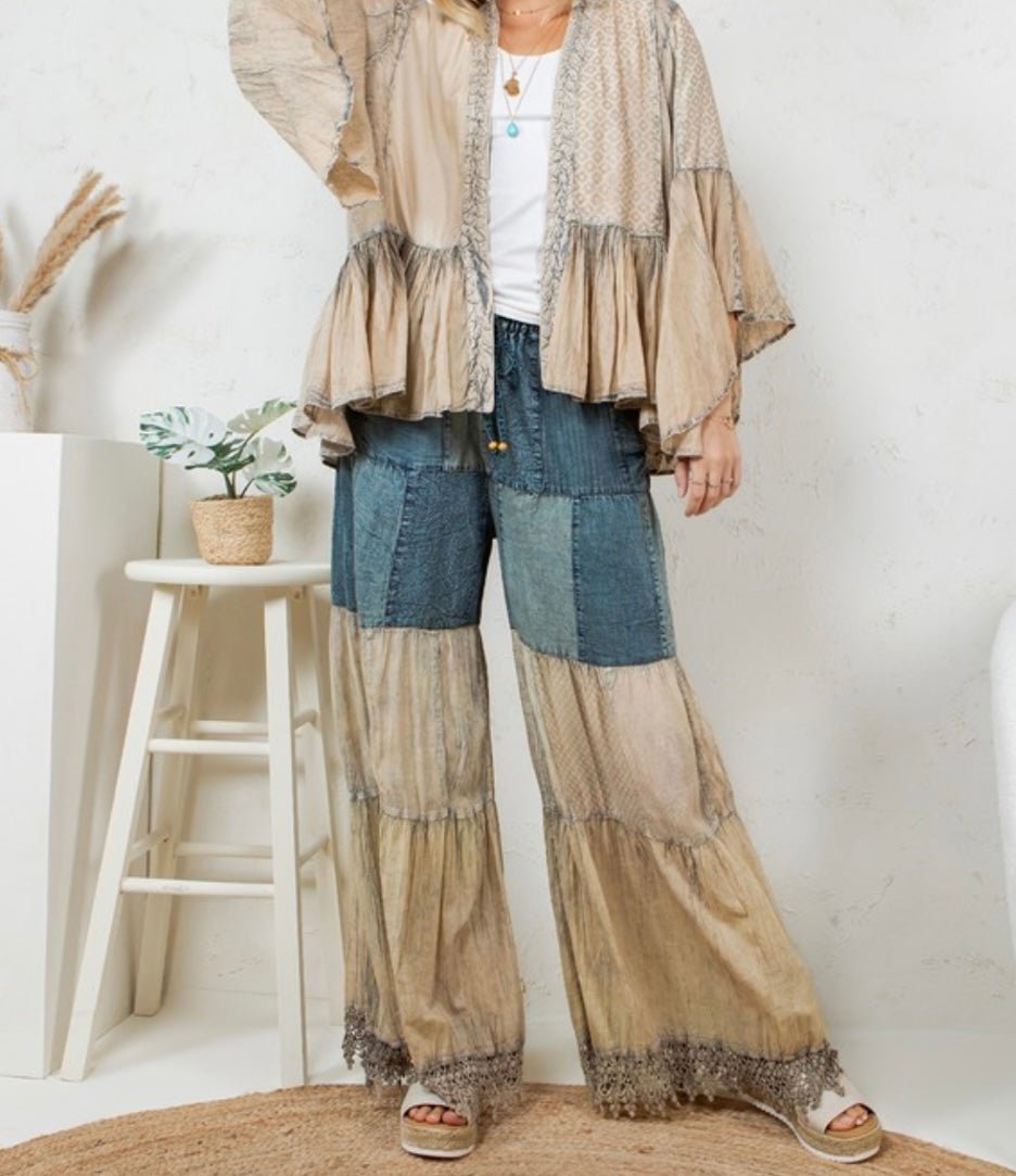 Bohemian Beige Denim Pants - Small thru XL - TAX Included - Bella Boutique & Bellasbylola.com