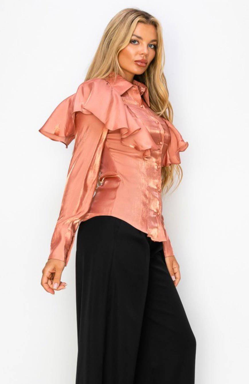 Boho Ruffle Long Sleeve Blouse π Assorted Colors - Bella Boutique & Bellasbylola.com