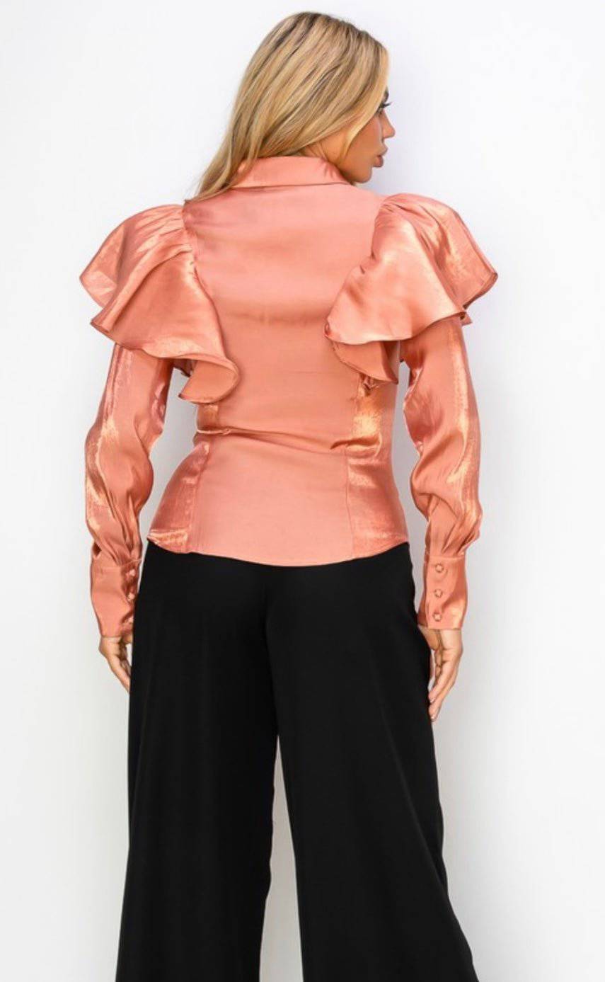 Boho Ruffle Long Sleeve Blouse π Assorted Colors - Bella Boutique & Bellasbylola.com