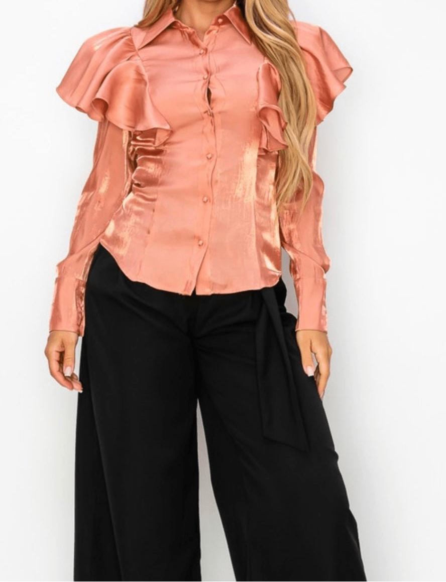 Boho Ruffle Long Sleeve Blouse π Assorted Colors - Bella Boutique & Bellasbylola.com