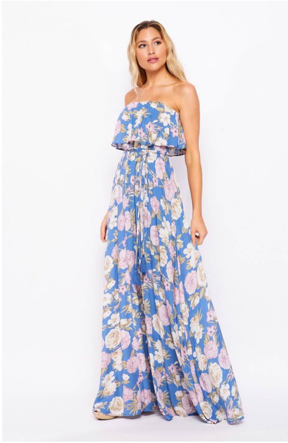 Bohemian Maxi Dress: Elegant Rayon Floral Gown - Bella Boutique & Bellasbylola.com