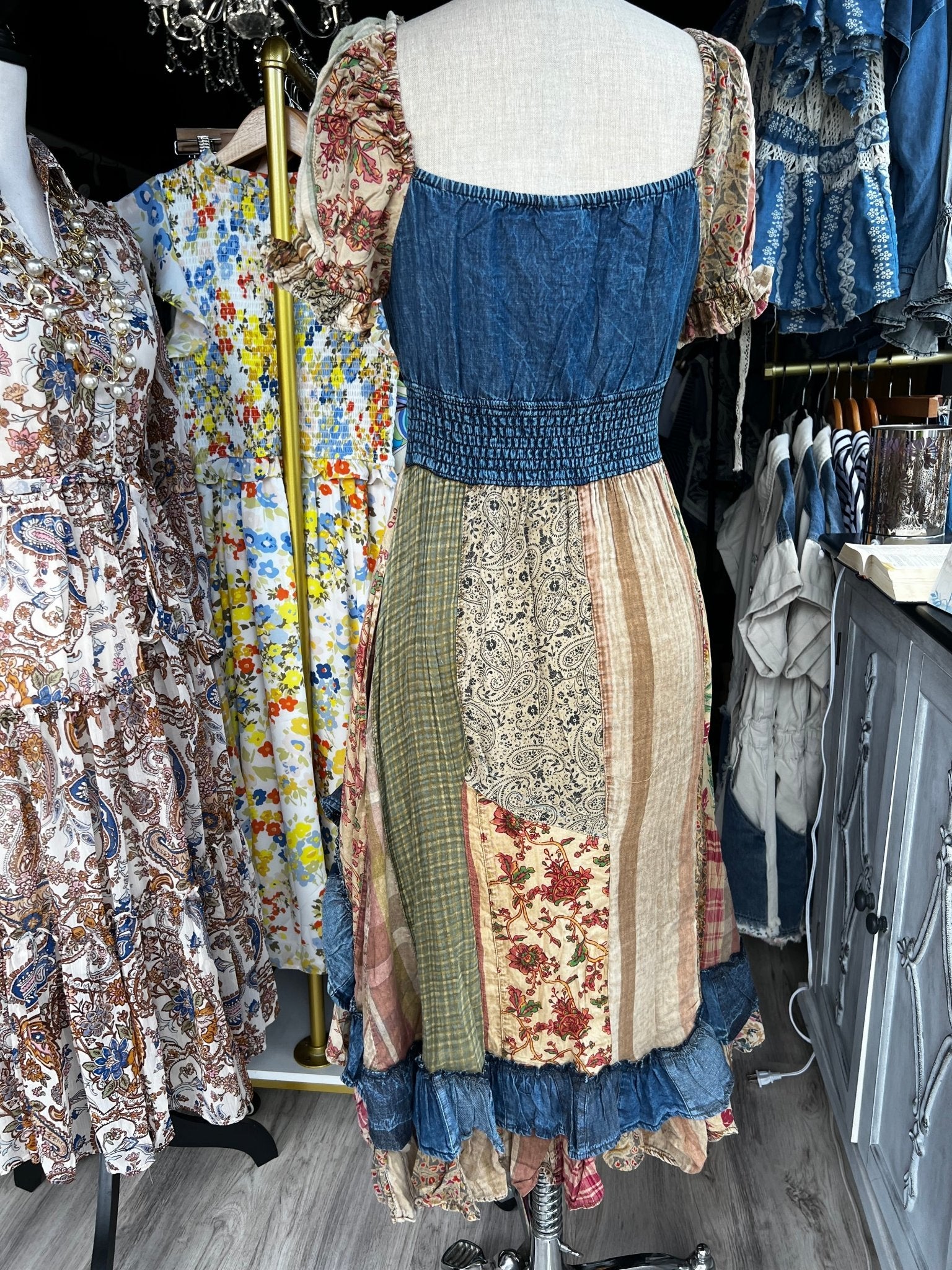 Boho Chic Denim Midi Dress - In Store & Online π« - Tax Included - Bella Boutique & Bellasbylola.com