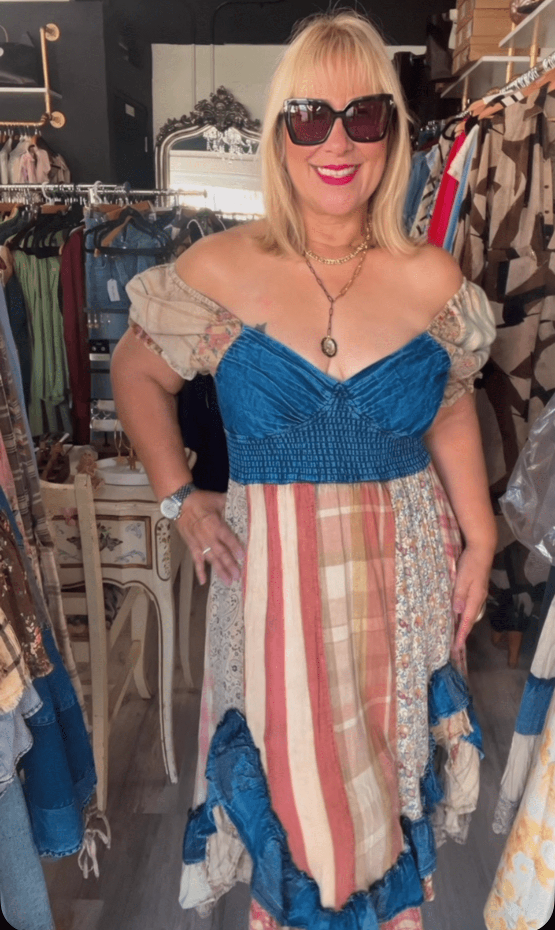 Boho Chic Denim Midi Dress - IVU incluido - BELLASBYLOLA.COM