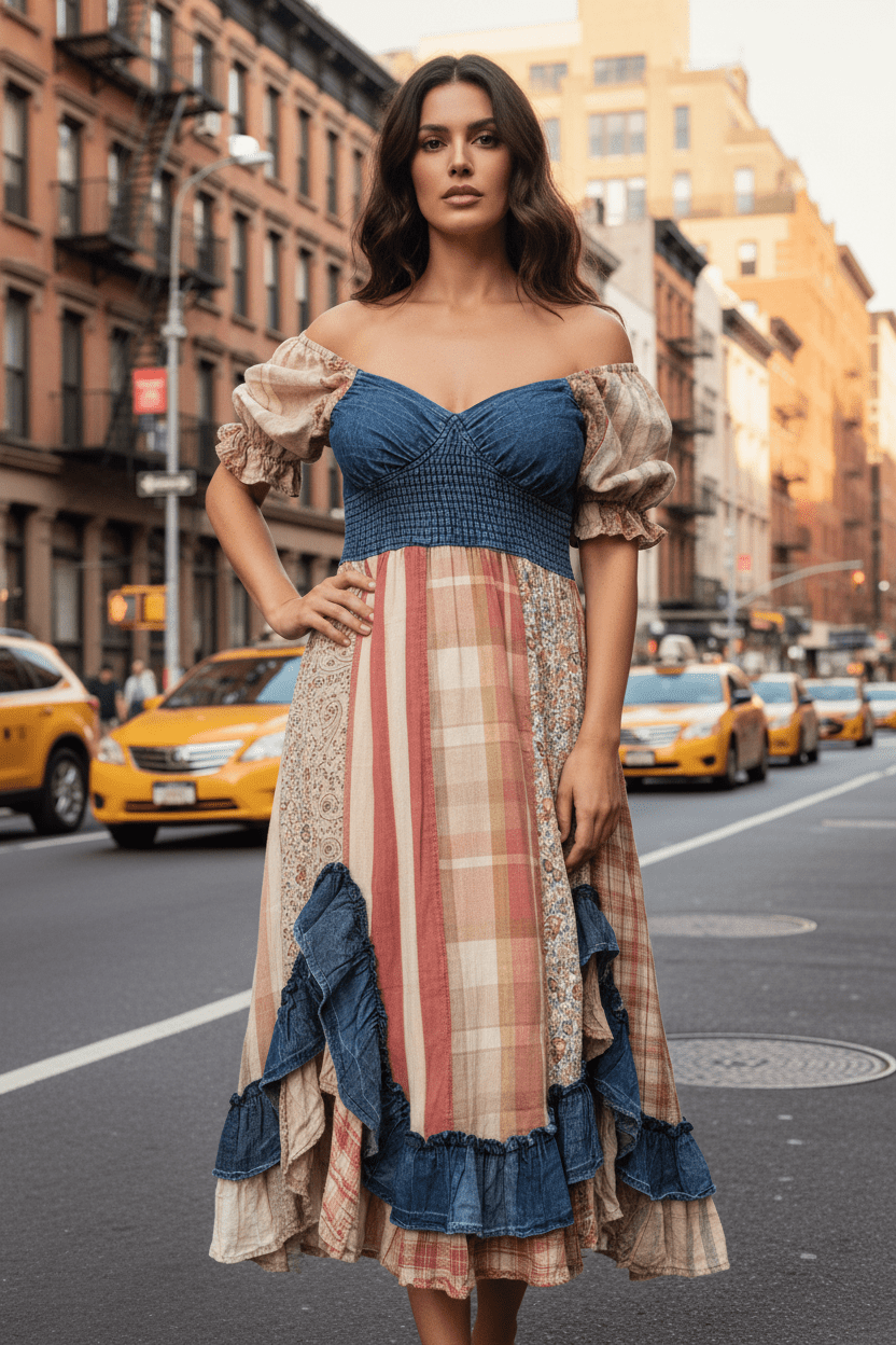Boho Chic Denim Midi Dress - Restock - BELLASBYLOLA.COM