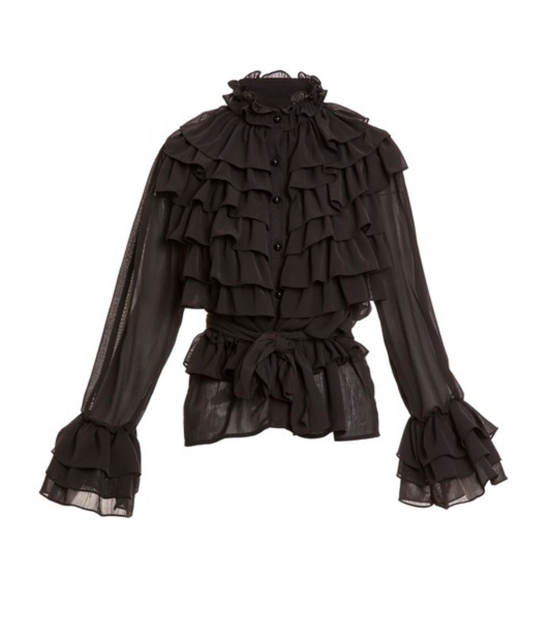Boho Chic Ruffled Black Chiffon Blouse - Bella Boutique & Bellasbylola.com