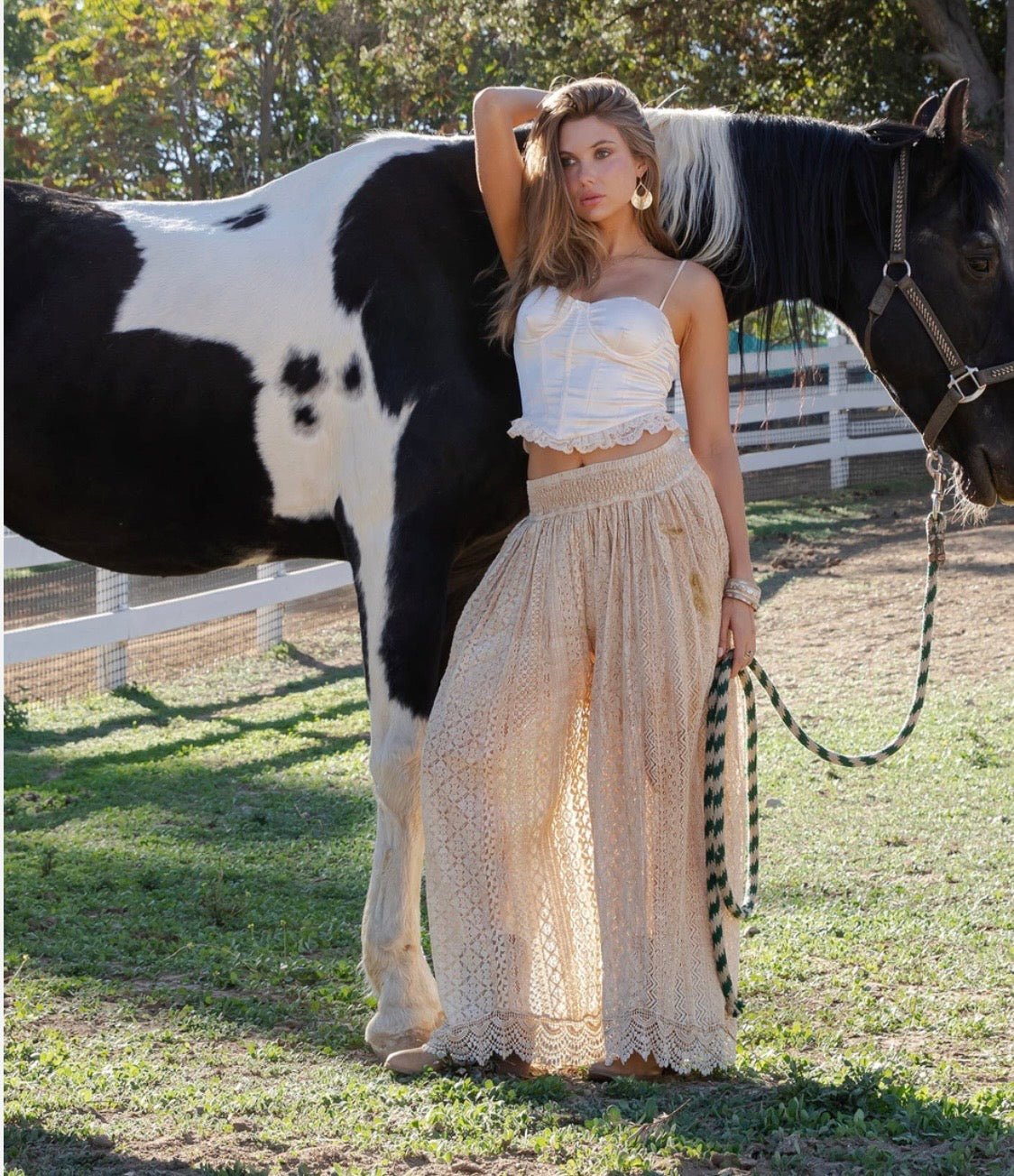 Boho Dream Flow Lace Wide Leg Trousers - Bella & Bellasbylola.com