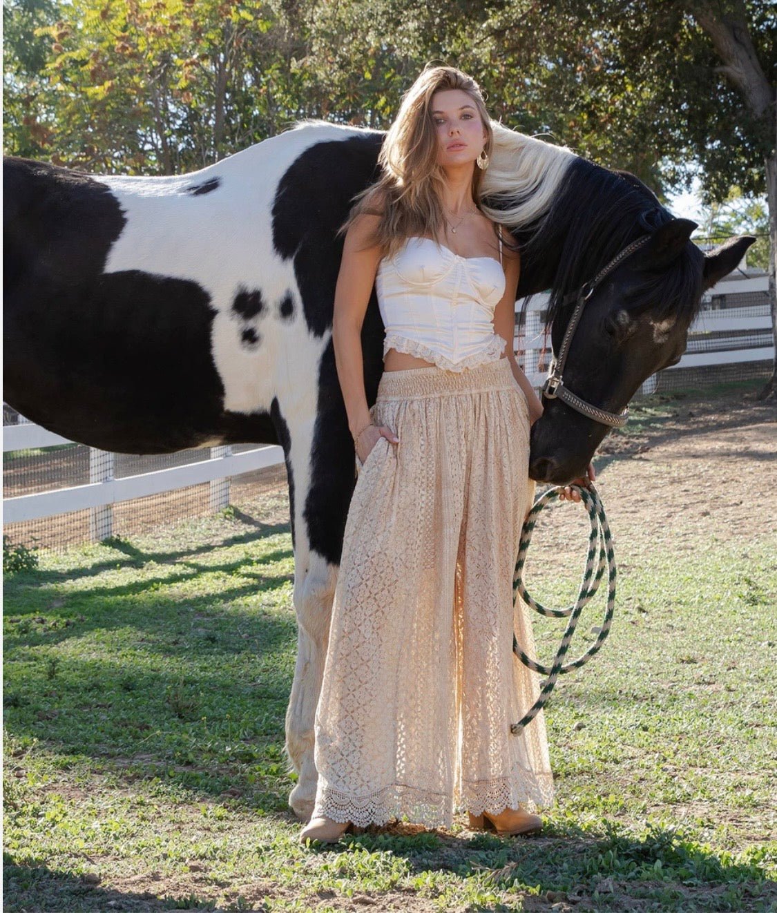 Boho Dream Flow Lace Wide Leg Trousers - Bella & Bellasbylola.com