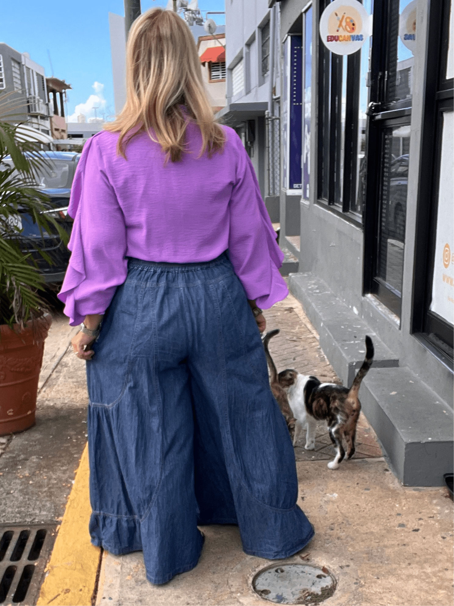 Boho Extra Wide Leg Jean Palazzo Pants - TAX INCLUDED - Bella Boutique & Bellasbylola.com