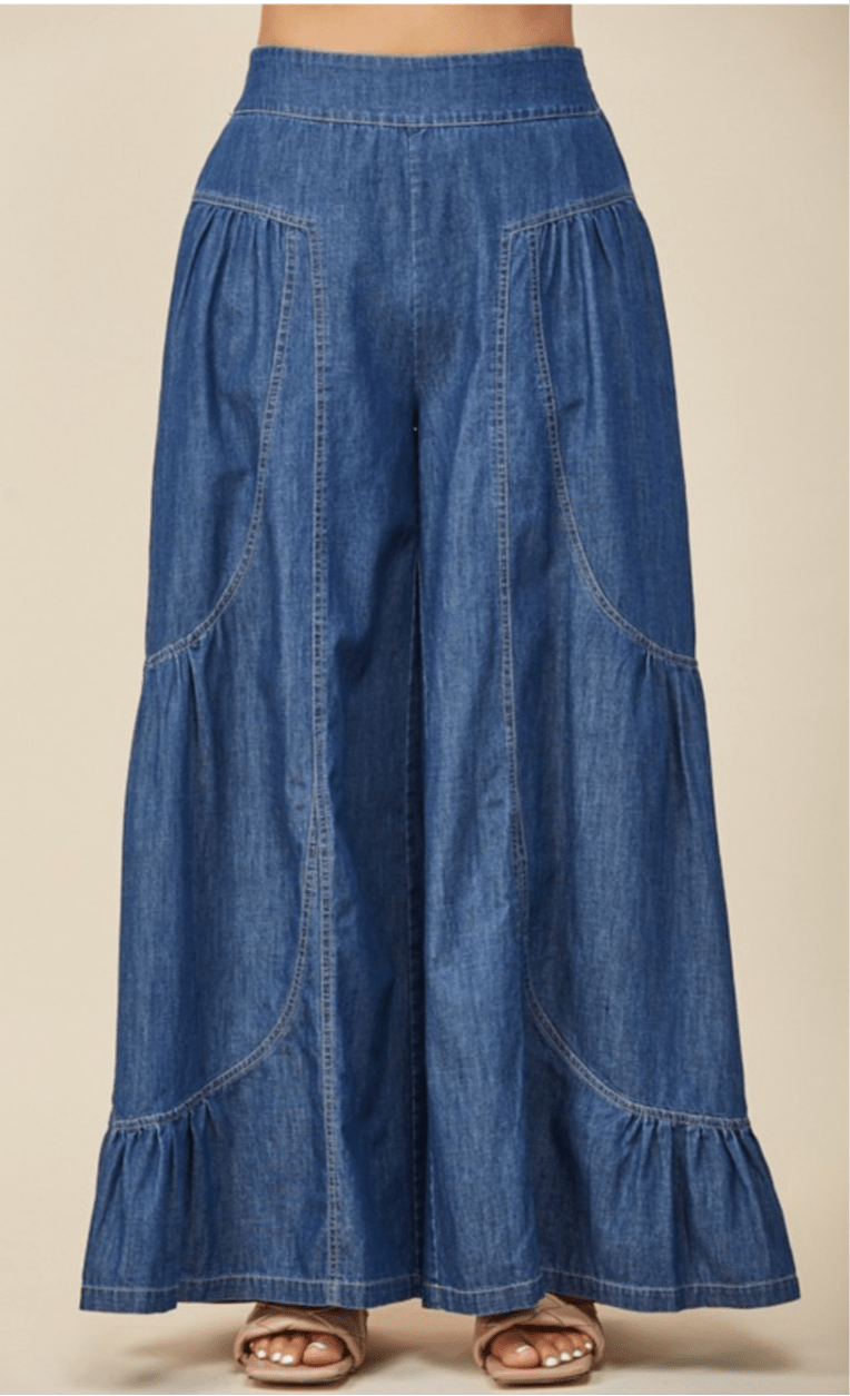Boho Extra Wide Leg Jean Palazzo Pants - TAX INCLUDED - Bella Boutique & Bellasbylola.com
