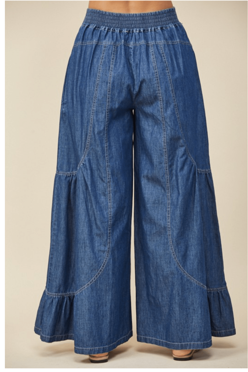 Boho Extra Wide Leg Jean Palazzo Pants - TAX INCLUDED - Bella Boutique & Bellasbylola.com
