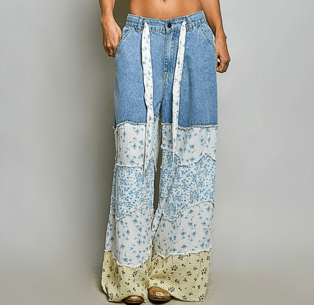 Boho Patchwork Wide-Leg Jeans – Premium Women’s Denim Pants - BELLASBYLOLA.COM