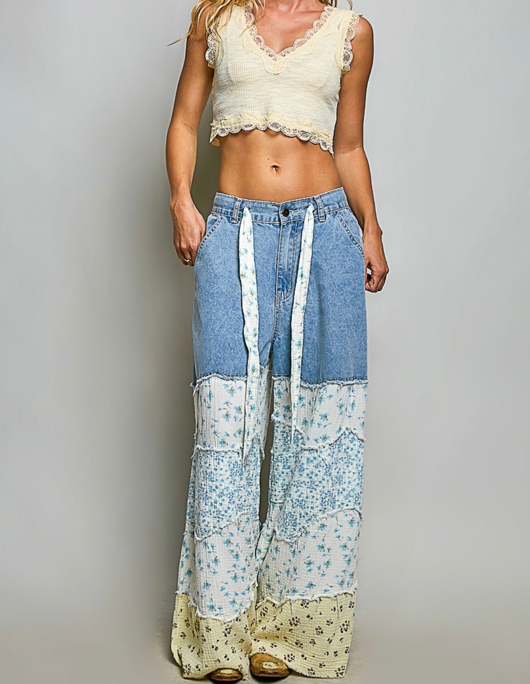 Boho Patchwork Wide-Leg Jeans – Premium Women’s Denim Pants - BELLASBYLOLA.COM