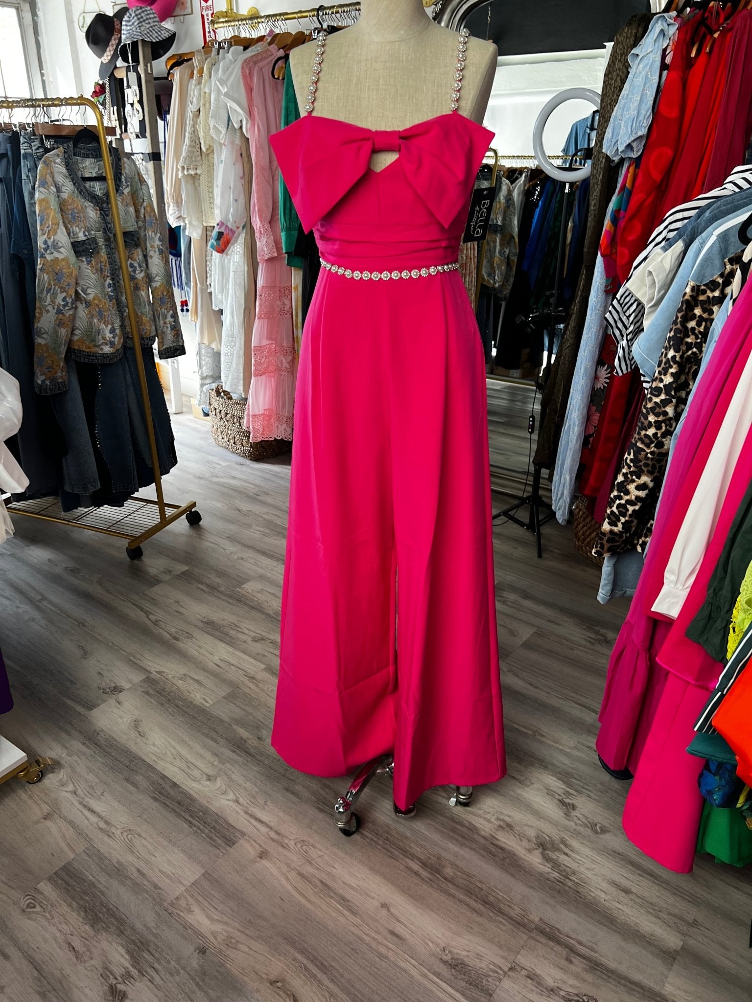 Bow detail & Rhinestone Exquisite Jumpsuit - Bella Boutique & Bellasbylola.com