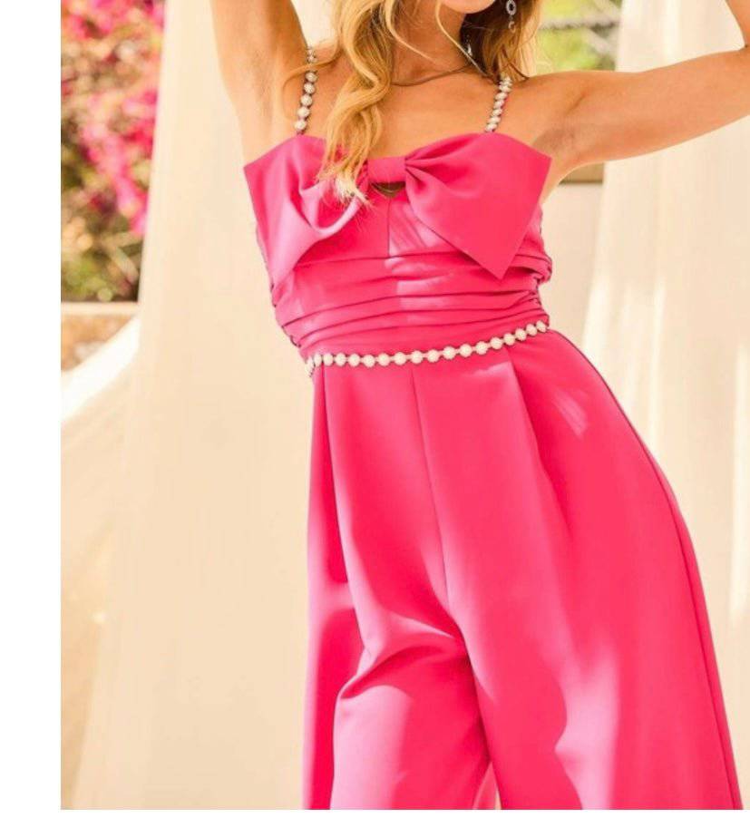 Bow detail & Rhinestone Exquisite Jumpsuit - Bella Boutique & Bellasbylola.com