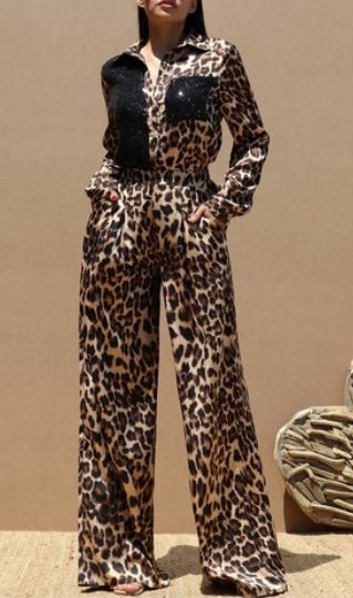 Button down Leopard Print Set - Bella Boutique & Bellasbylola.com