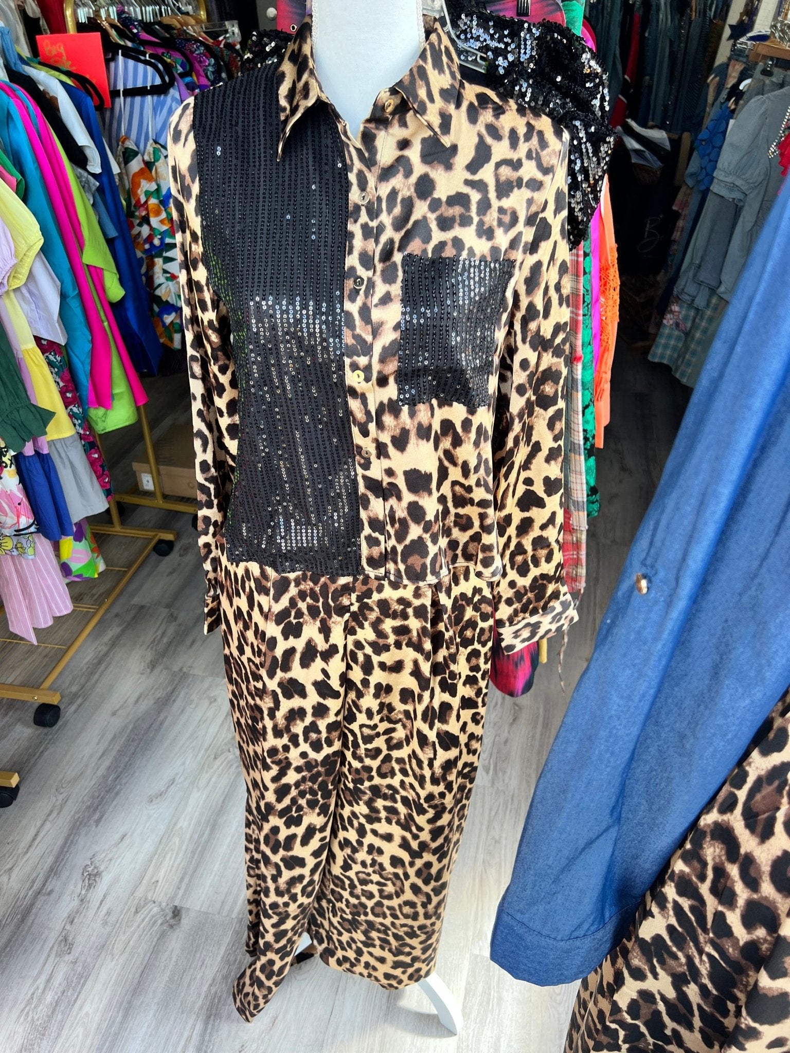 Button down Leopard Print Set - Bella Boutique & Bellasbylola.com