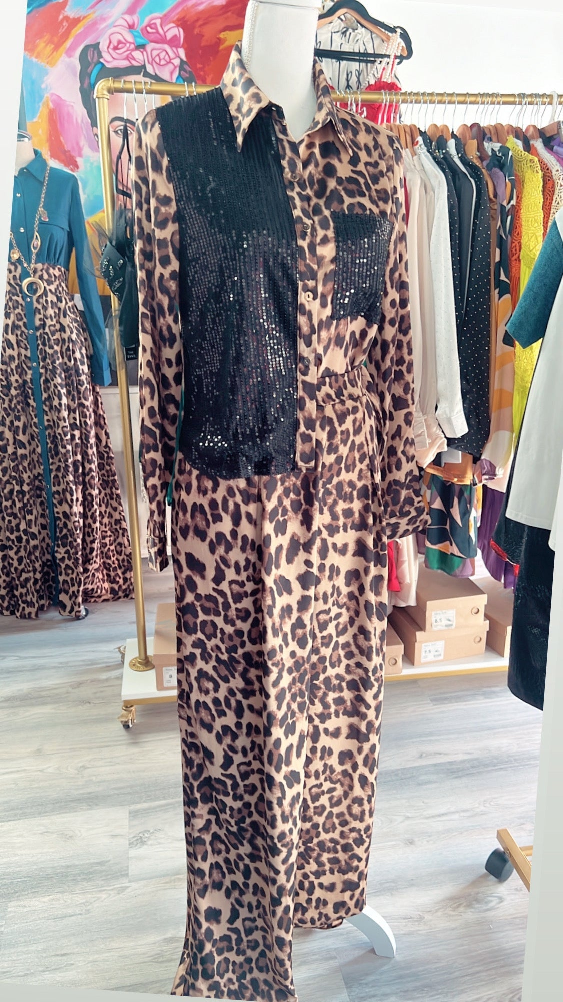Button down Leopard Print Set - Bella Boutique & Bellasbylola.com