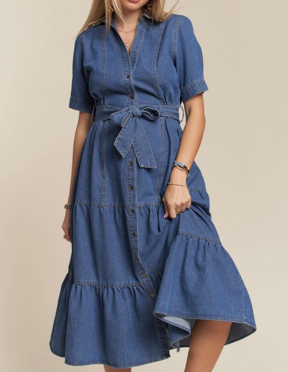 Button-Down Denim Dress: Stylish, Versatile & Flattering! Elevate Your Wardrobe ✨ - Bella Boutique & Bellasbylola.com