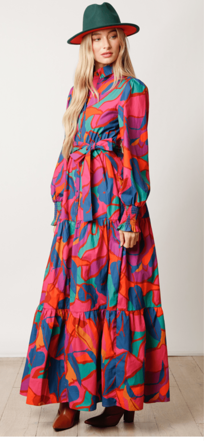 Colorful Button Down Maxi Shirt Dress - Bella Boutique & Bellasbylola.com