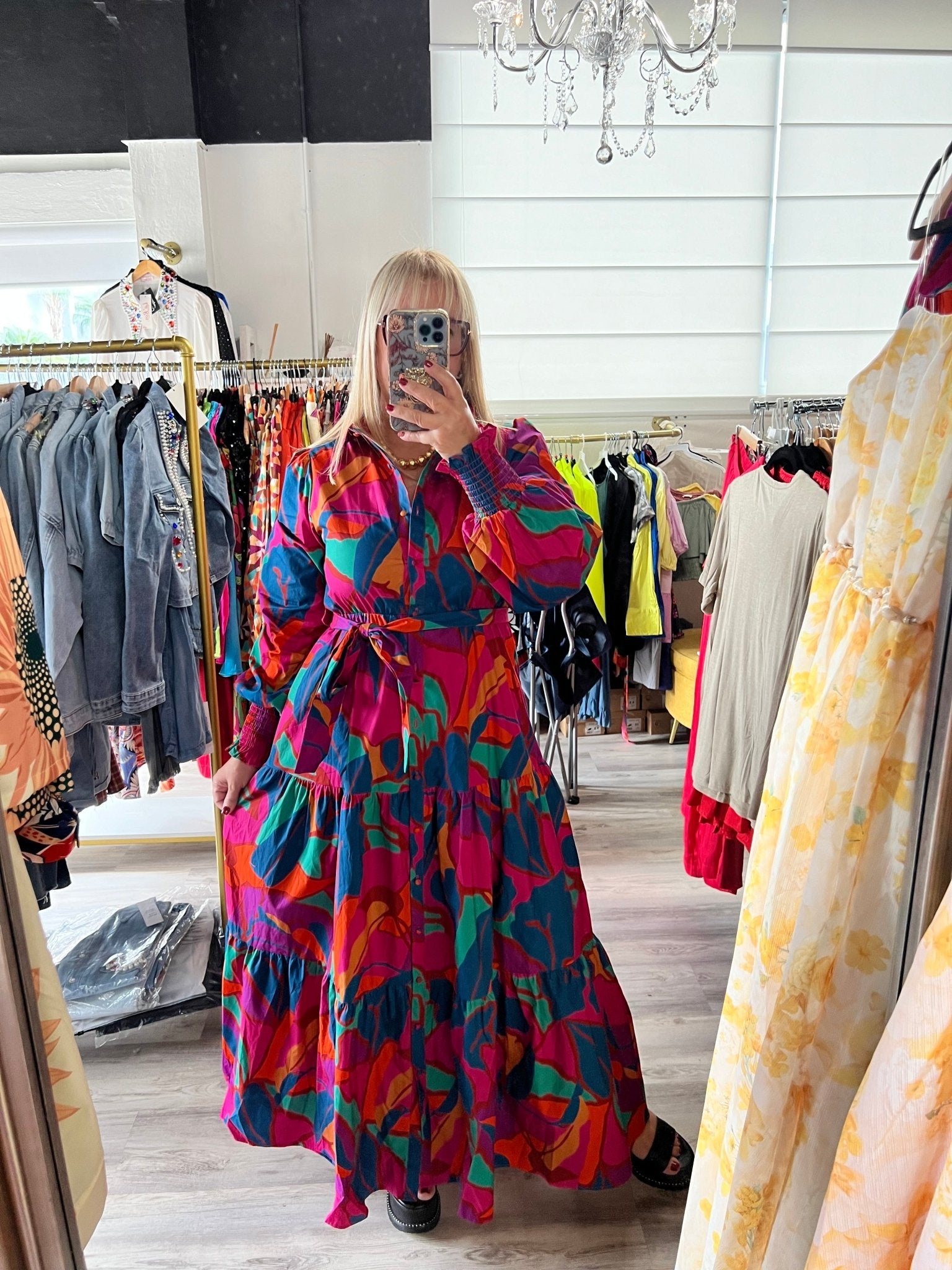 Colorful Button Down Maxi Shirt Dress - Bella Boutique & Bellasbylola.com