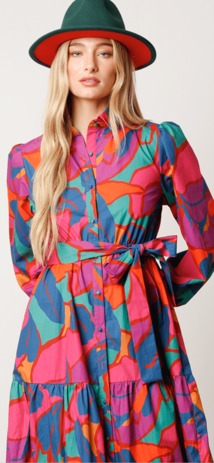Colorful Button Down Maxi Shirt Dress - Bella Boutique & Bellasbylola.com