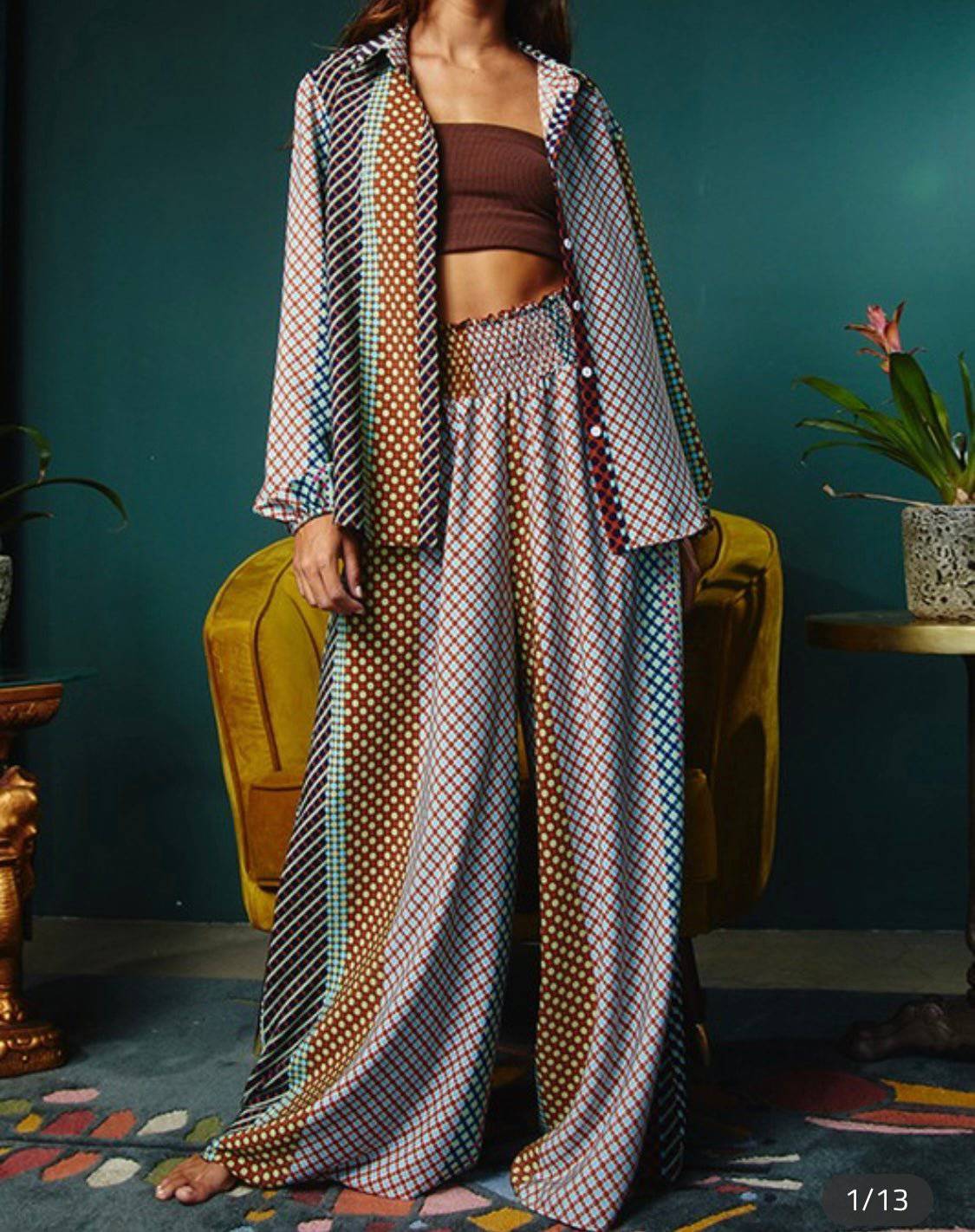 Smocked Waist Wide Leg Pants - 100% Polyester - True to Size - Bella Boutique & Bellasbylola.com