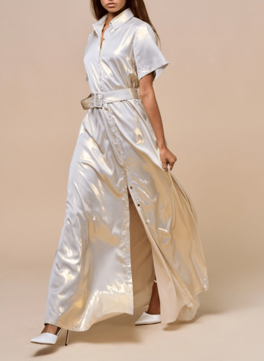 True to Size Champagne Maxi Dress - Button Down - Bella Boutique & Bellasbylola.com