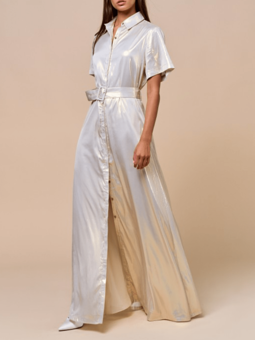 True to Size Champagne Maxi Dress - Button Down - Bella Boutique & Bellasbylola.com