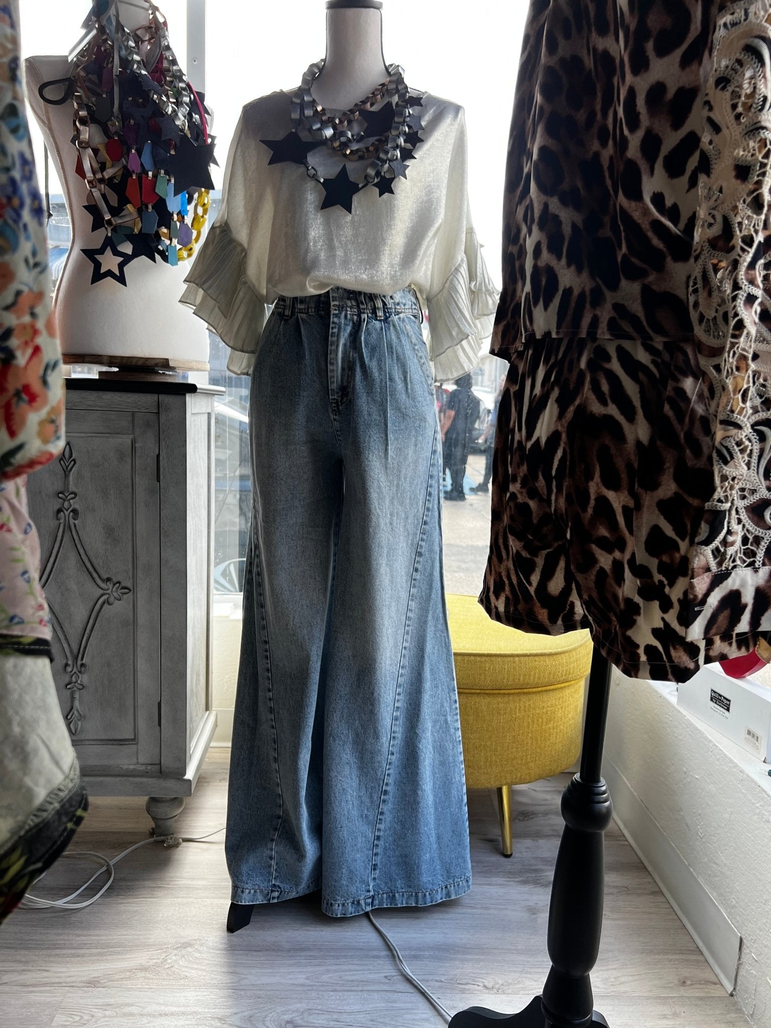 Champagne Metallic Ruffle Blouse - Tax Included - Bella Boutique & Bellasbylola.com