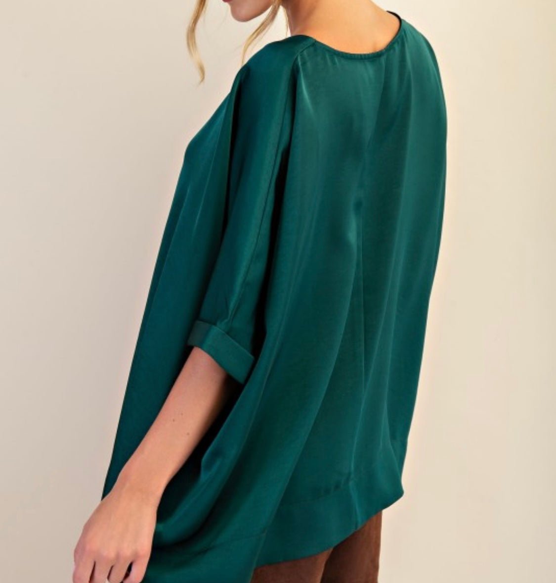 Champagne Satin Tunic Blouse - Bella Boutique & Bellasbylola.com